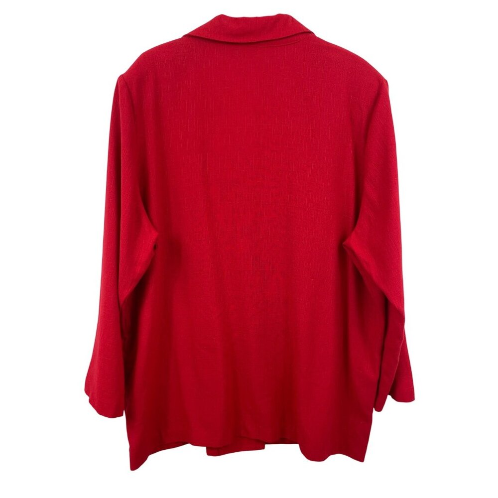 Roamans Red Blazer Jacket Women Size 20W Single Button Front Long Sleeve Pockets - Picture 2 of 9